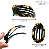 French Amie Oval 3" Small Handmade Side Slide Hair Claw Clip for Fine Hair