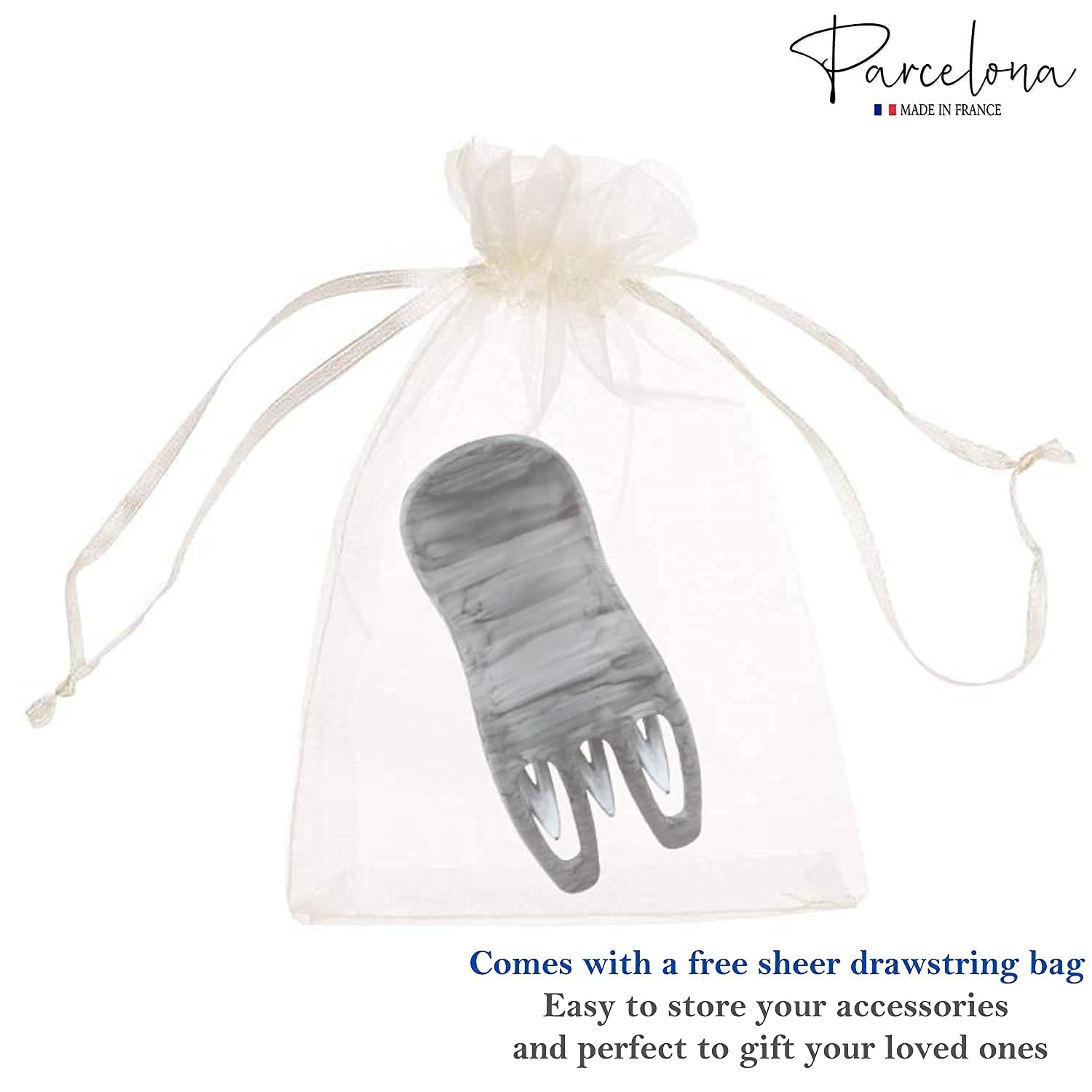Parcelona French Simply Bear Paw Medium 3” Cellulose Hair Claw Clip for Women