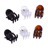Parcelona French Classic Round Brown Clear n Black Mini 1/2” Hair Claws 6pcs
