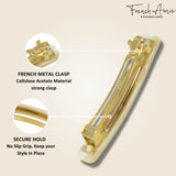 French Amie Small 2 1/4" Celluloid Handmade Hair Barrette for Women and Girls
