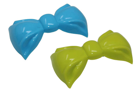Parcelona French Angel Bow Blue and Green Small 2” Celluloid Set of 2 Hair Clip