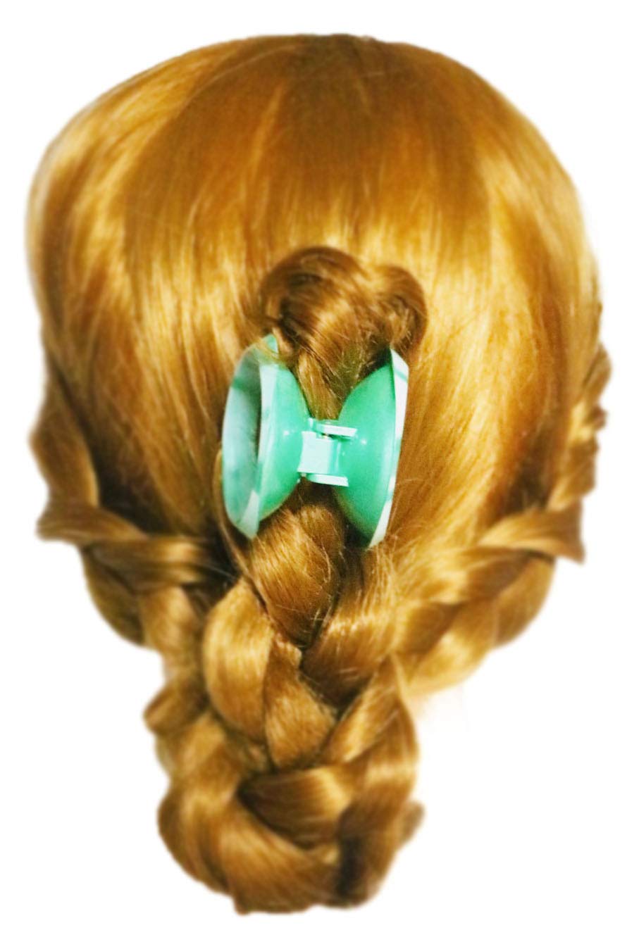 Parcelona French Round Mint Green N White Cellulose Large Pony Hair Claw