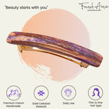 French Amie Small 2 1/4" Celluloid Handmade Hair Barrette for Women and Girls