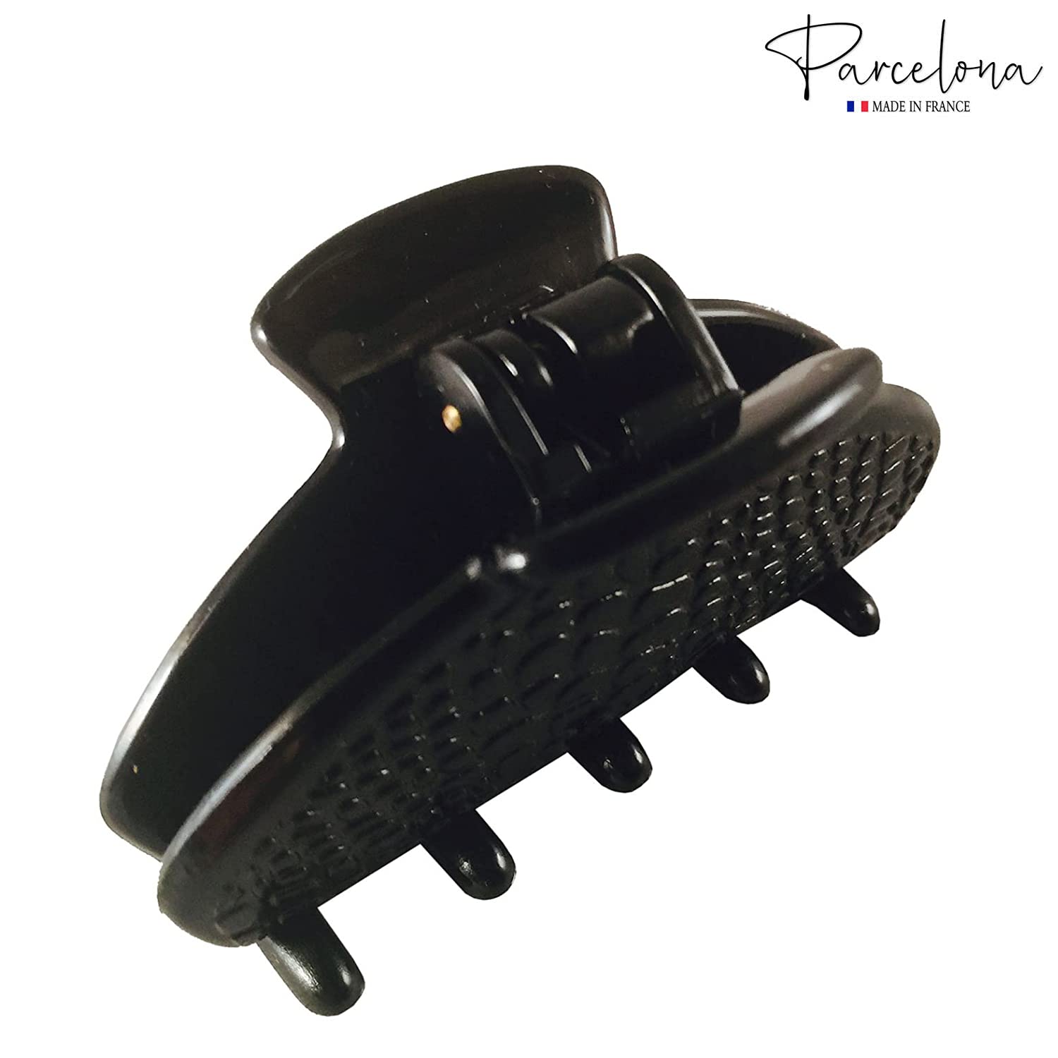 Parcelona France Croco Small Celluloid Black Claw Jaw Hair Clip Clutcher