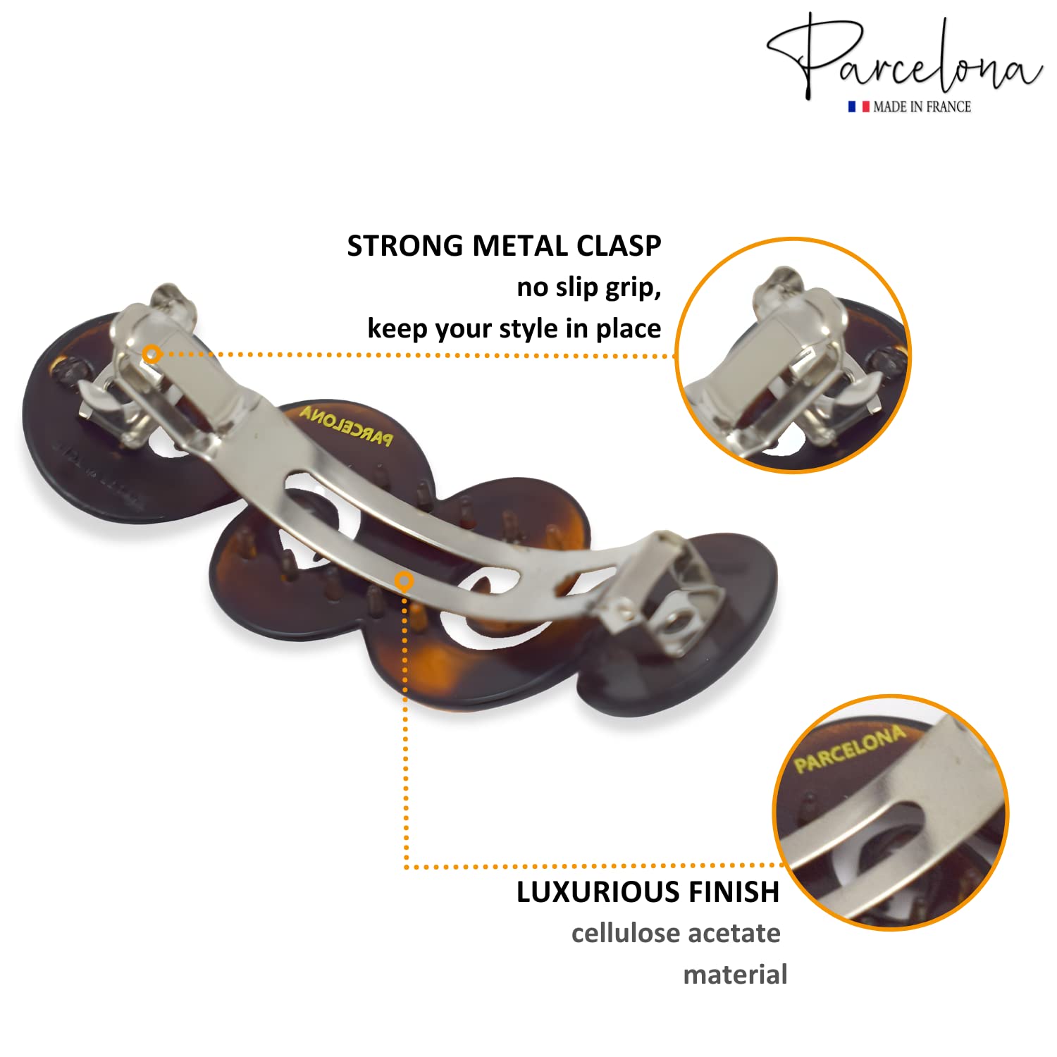 Parcelona French Swirl Medium Shell Cellulose Hair Clip Barrette 3 Inches
