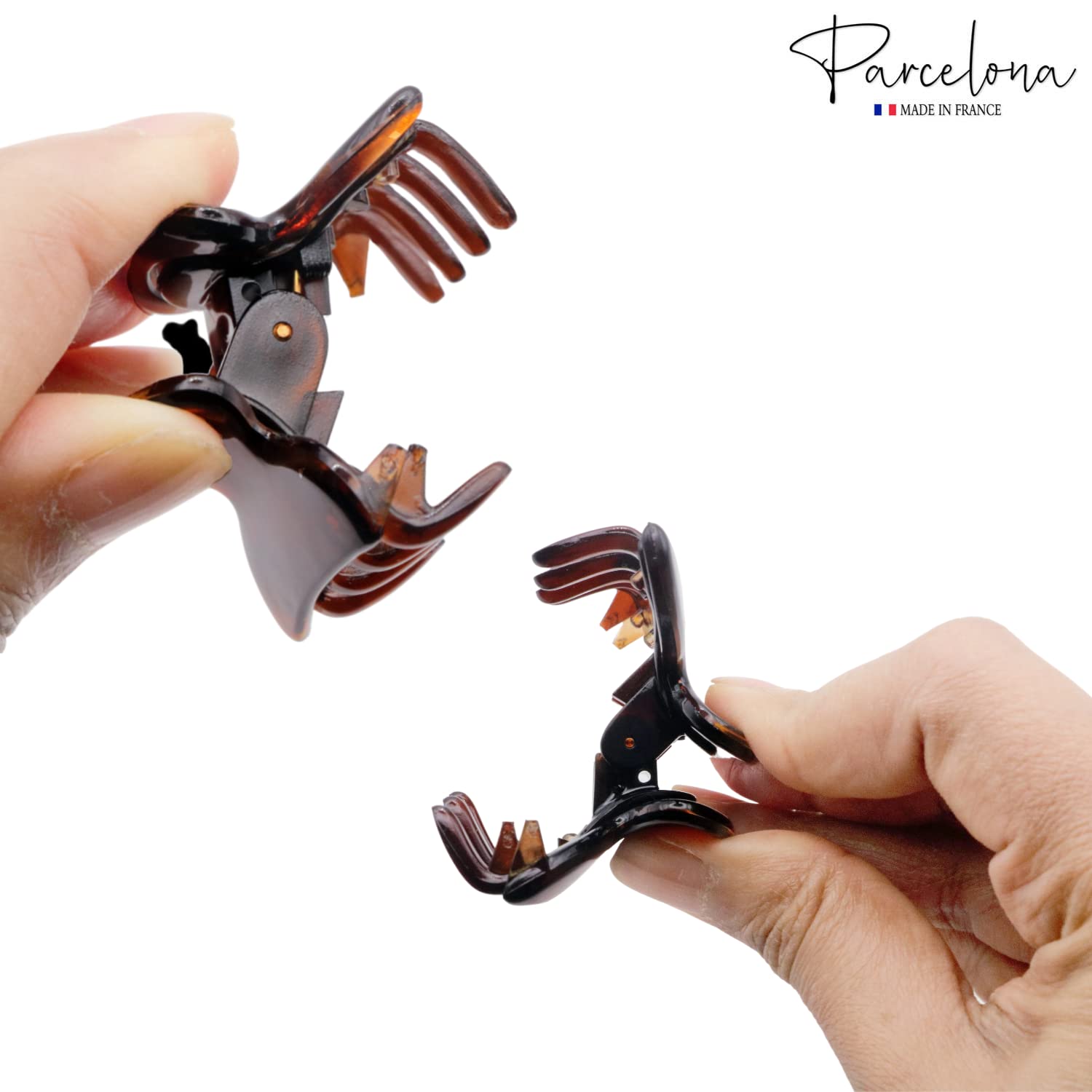 Parcelona French Glossy Oval Very Small 1.25" Cellulose Hair Claws Set of 2