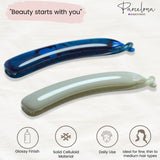 Parcelona French Small 3 ¾” Celluloid Set of 2 Banana Hair Clips for Women