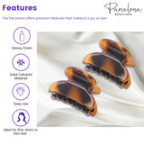 Parcelona French Glossy Oval Very Small 1.25" Celluloid Hair Claws Set of 2