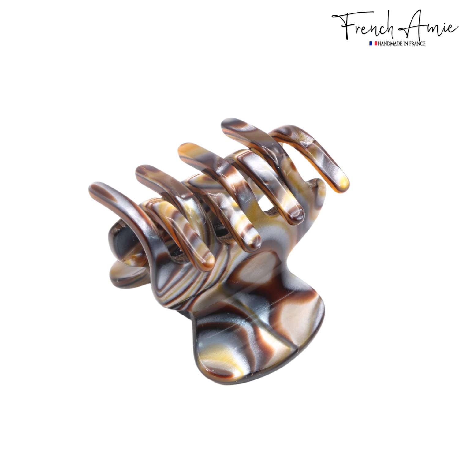 French Amie Mini Onyx Silver Grey Handmade Cellulose Jaw Hair Claw Clip