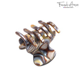 French Amie Mini Onyx Silver Grey Handmade Celluloid Jaw Hair Claw Clip