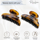 Parcelona French Glossy Oval Small 2.5" Celluloid Set of 2 Jaw Hair Claw Clips