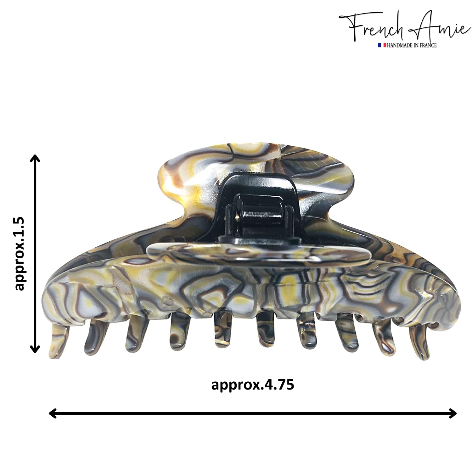 French Amie Contour Large 4 ¾” Cellulose Handmade Jaw Hair Claw Clip for Women