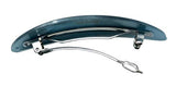 Parcelona French Oval Wide Large Blue Grey Checks Celluloid Automatic Hair Clip