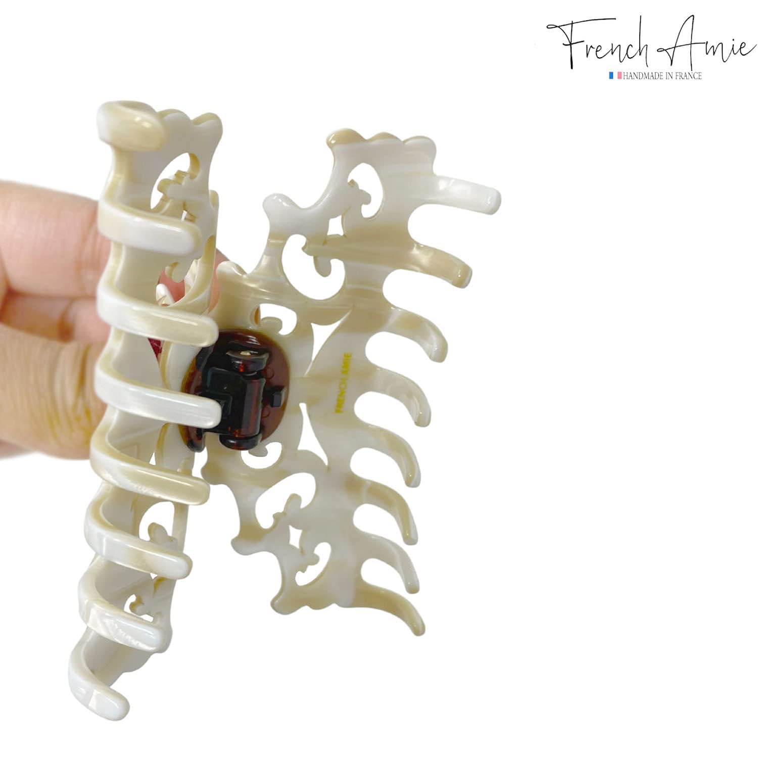 French Amie Beau Medium Handmade Cellulose Jaw Hair Claw for Women and Girls