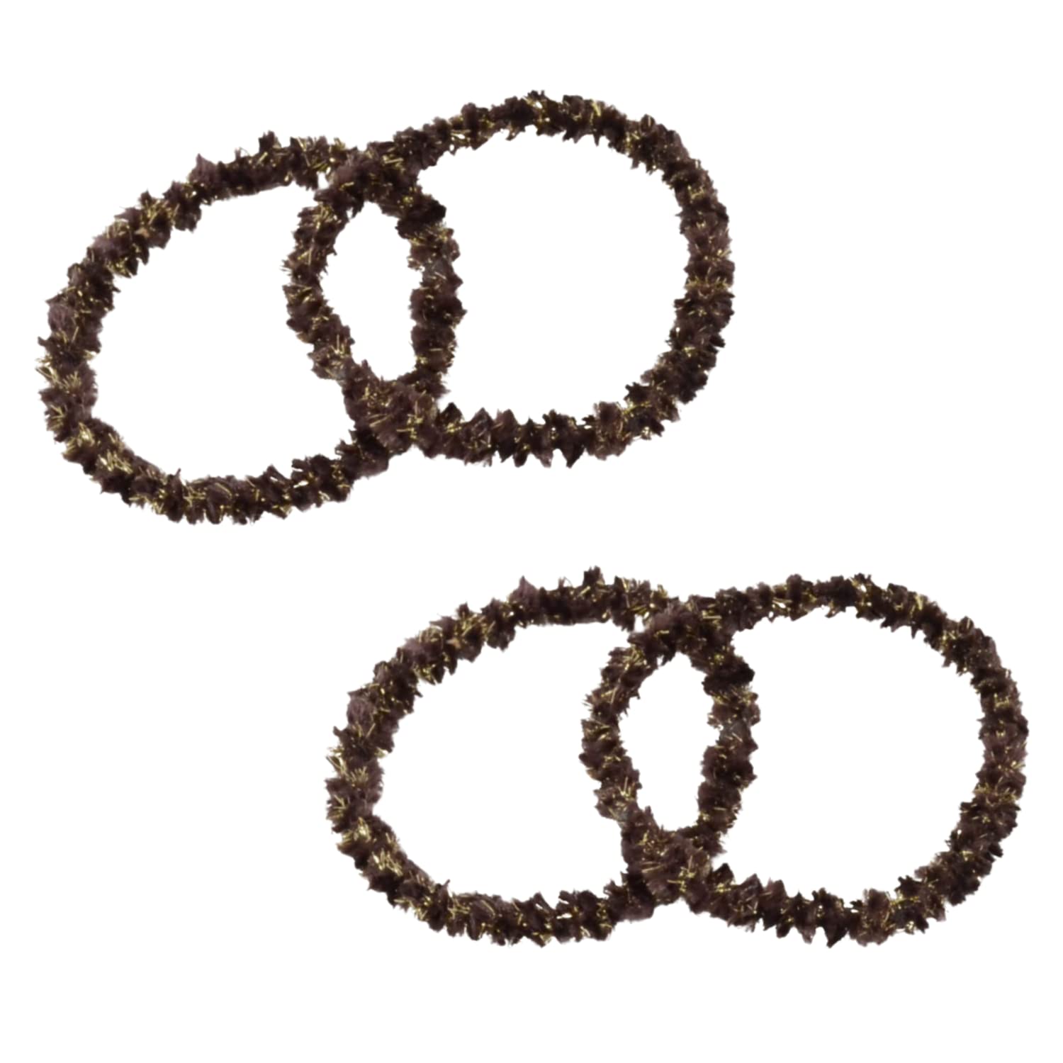 Parcelona Flexible Set of 4 Chenille Ponytail Holder Elastic Hair Ties