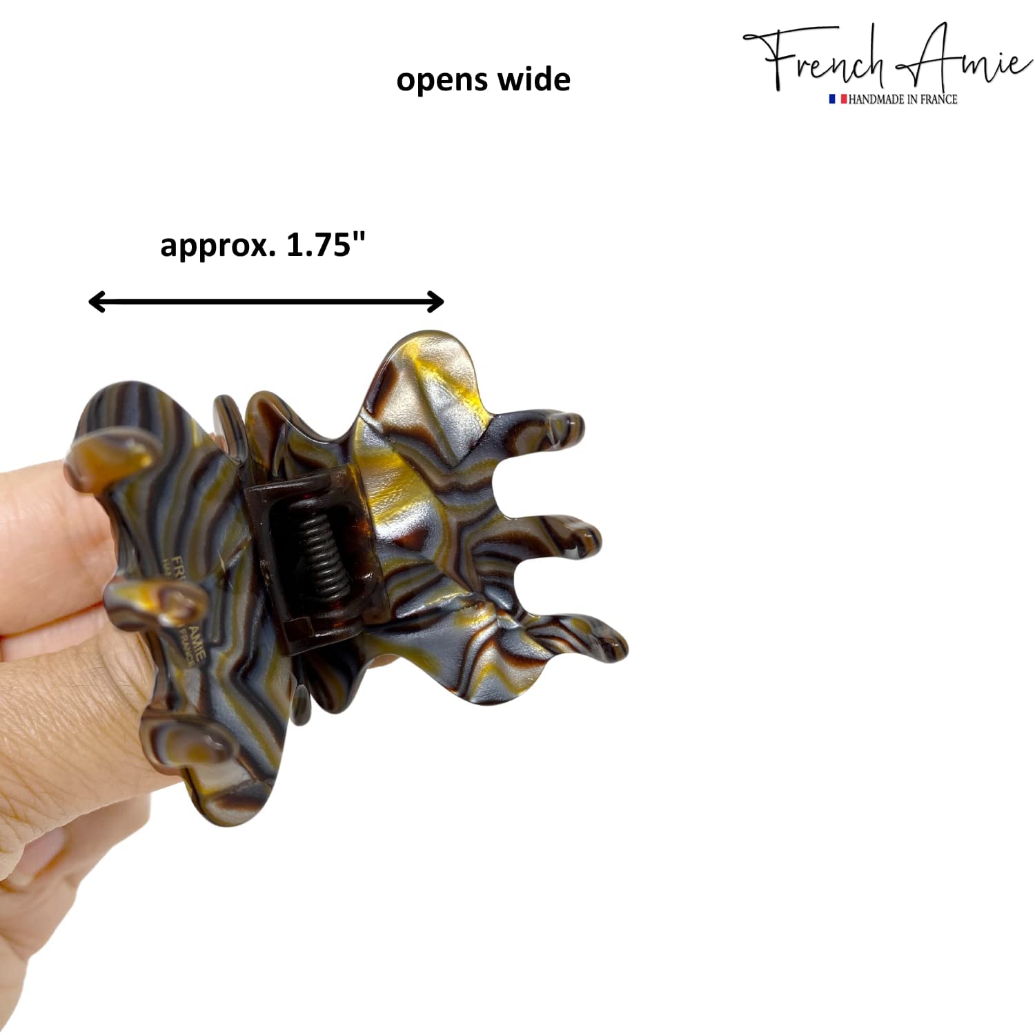 French Amie Flat Oval Small 1 3/4” Cellulose Handmade Hair Claw Clip for Women