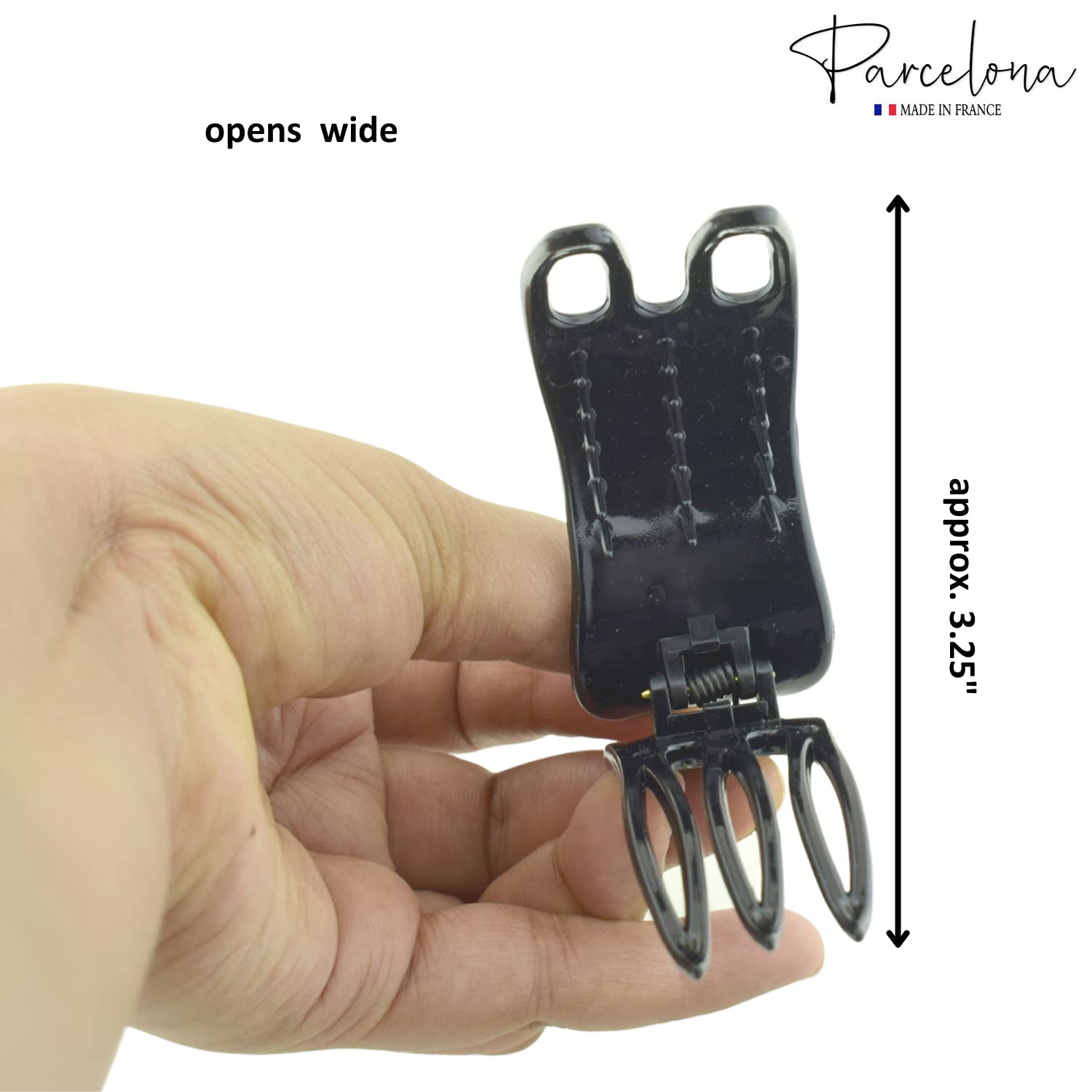 Parcelona French Simply Bear Paw Medium 3” Cellulose Hair Claw Clip for Women