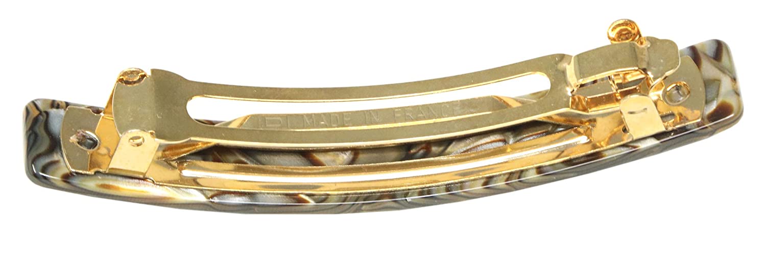French Amie Bar Medium Handmade Onyx Celluloid Acetate Hair Clip Barrette