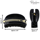 Parcelona French Belle Zip Design Small Glossy Black Celluloid Hair Claw