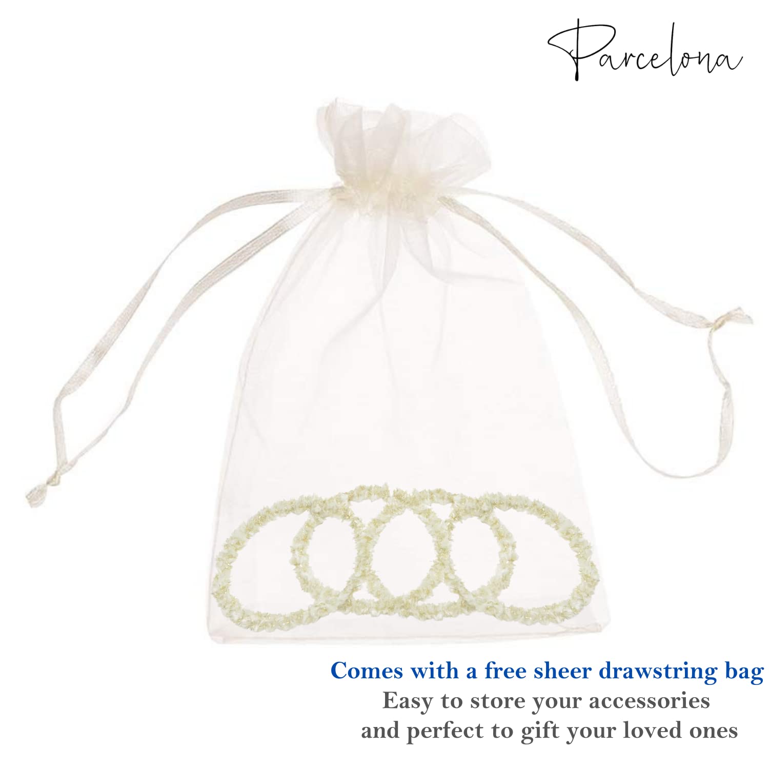 Parcelona Flexible Set of 4 Chenille Ponytail Holder Elastic Hair Ties