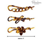 Parcelona French Large Twist N Clip Flower Bow Chain Hair Clip Barrettes