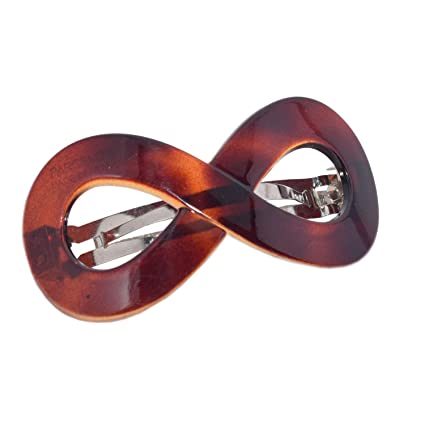 Parcelona French Classic Infinity 3.5" Hair Clip Barrette for Girls(Shell Brown)