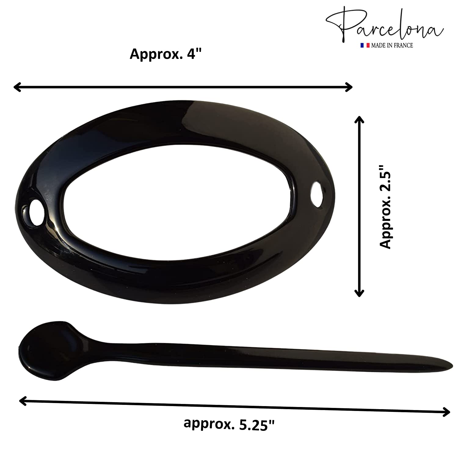 Parcelona French Slide Hoop Black and Shell Large 4" Cellulose Bun Cover