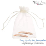 French Amie Narrow Oblong Small Set of 2 Hair Slide-in Barrette Clips