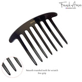 French Amie 7 Teeth Blue and Black Mosaic Handmade Side Hair Comb for Women