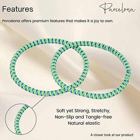 Parcelona Thin Stripes Set of 4 Ponytail Holder Elastic Hair Ties  for Women
