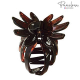 Parcelona France Flower Wide Shell Covered Spring Celluloid Hair Claw Clip