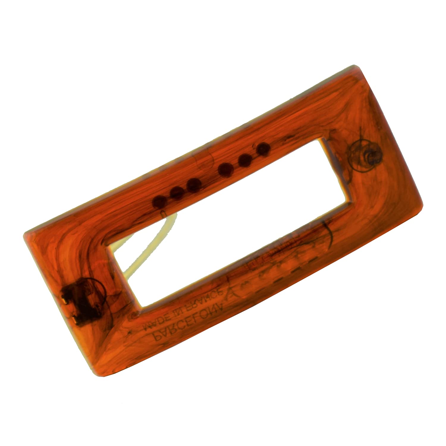 Parcelona French Rectangle Cut Out Brown No Slip Grip Snap Hair Clip Barrettes