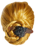 Parcelona French Royal Arch Crystals Shell Hair Slide Pin Thru Ponytail Holder B