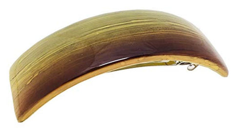 Parcelona French Brown Yellow Olive Curved Celluloid Volume Hair Clip Barrette