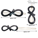 Parcelona French Ribbon Knot Infinity Small Celluloid Hair Barrettes for Women