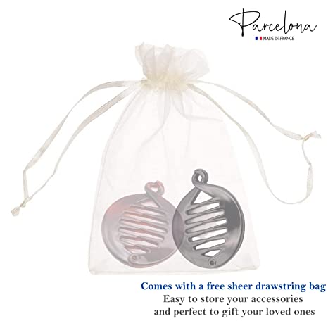 Parcelona French Round Fish Small Banana Hair Clip Set of 2(Black-Shell)