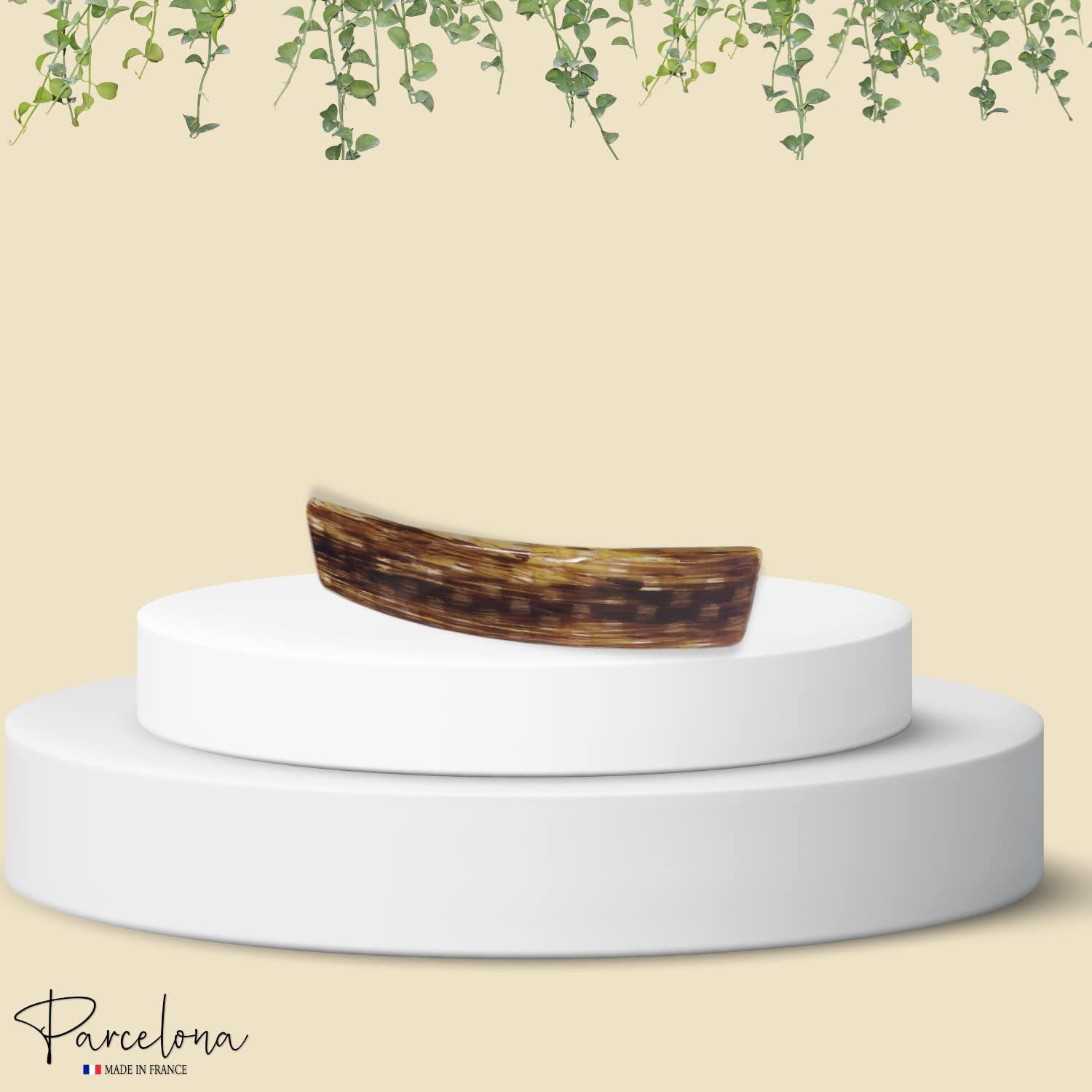 Parcelona French Smooth Light Caramel Brown 4 1/4" Cellulose Hair Clip Barrette
