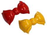 Parcelona French Angel Bow Red and Yellow Small 2” Celluloid Set of 2 Hair Clip
