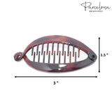 Parcelona French Mini Fish Brown & Black 3" Set of 4 Ponytail Banana Hair Clips