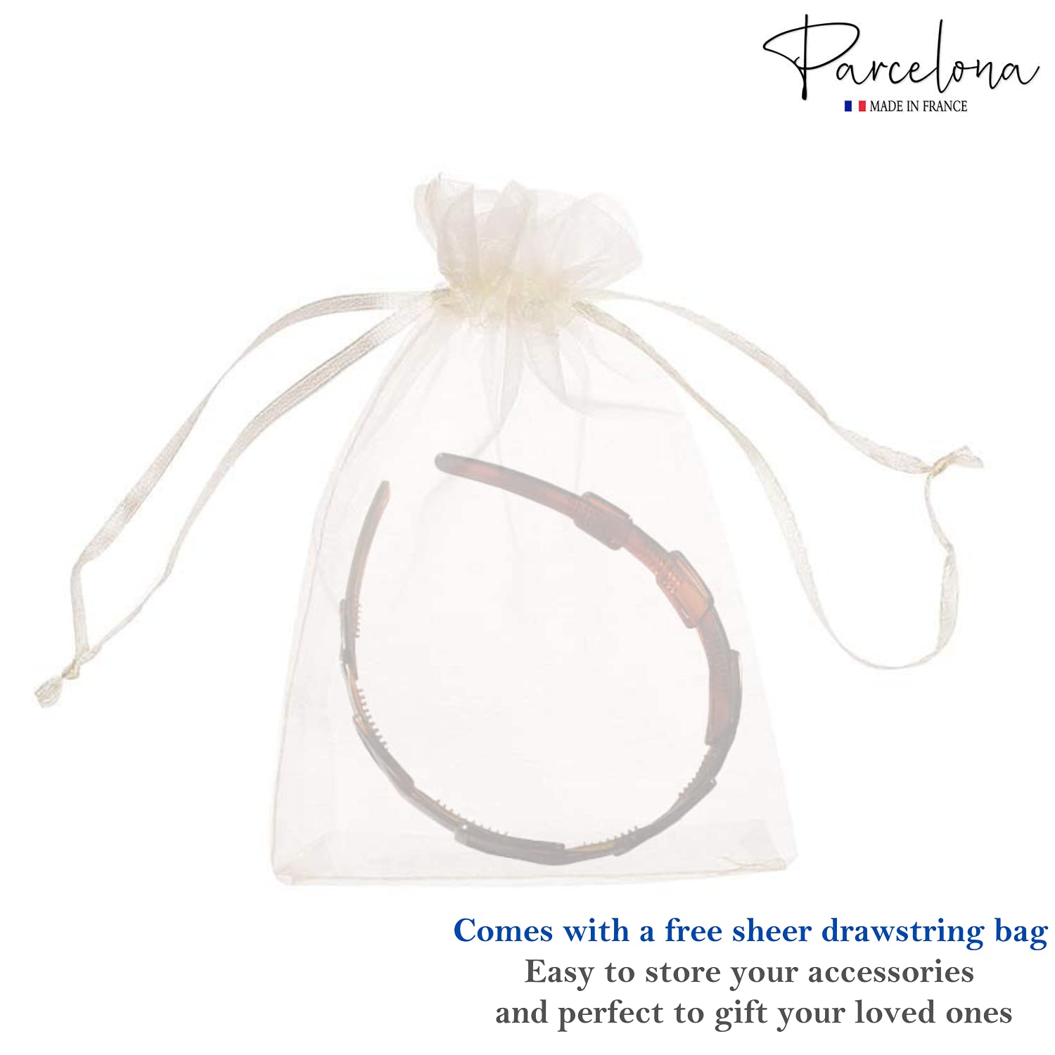 Parcelona French Spacer Shell Brown Cellulose Flexible Hair Headband