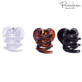 Parcelona French Classic Round Brown Clear n Black Mini 1/2” Hair Claws 6pcs