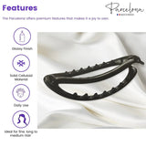 Parcelona French Plain Oval Small Celluloid Metal Free Hair Barrette for Women