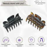 Parcelona French Classic Small 2.5" Celluloid Set of 2 Jaw Hair Claws for Women