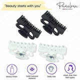 Parcelona French Petite Very Small Set of 4 Hair Claws For Women(Clear-Black)