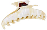 French Amie Curved Extra Large Narrow Ivory Handmade Long Hair Claw Clip