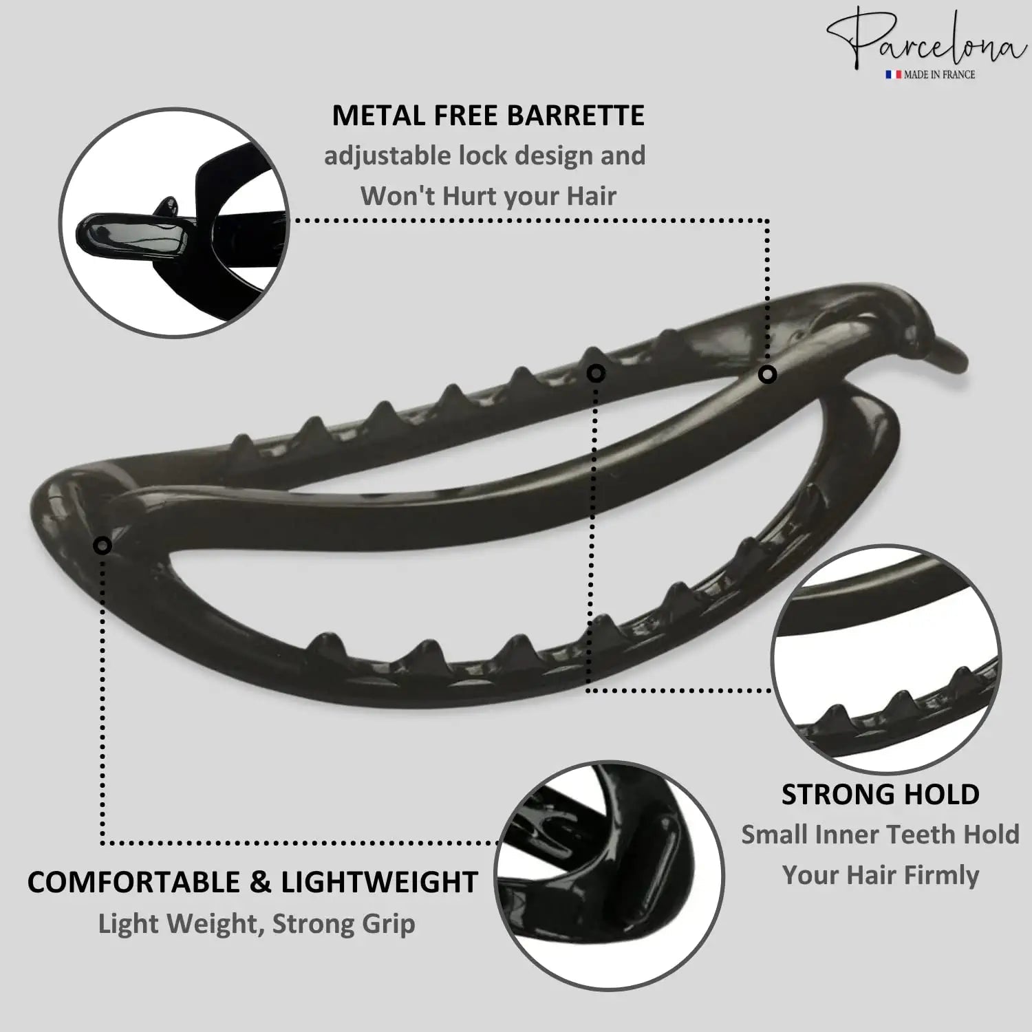Parcelona French Plain Oval Small Cellulose Metal Free Hair Barrette for Women
