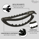 Parcelona French Plain Oval Small Celluloid Metal Free Hair Barrette for Women