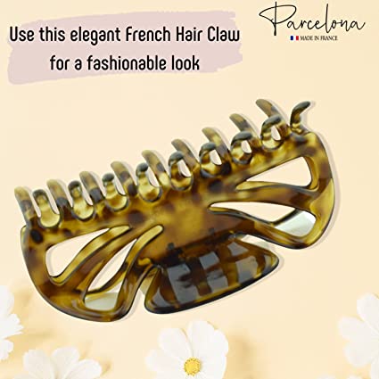 Parcelona French Glossy Belle Large Cellulose Hair Claw for Women
