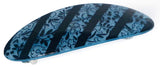 French Amie Oval Striped Flower Blue Handmade Strong Grip Hair Clip Barrette