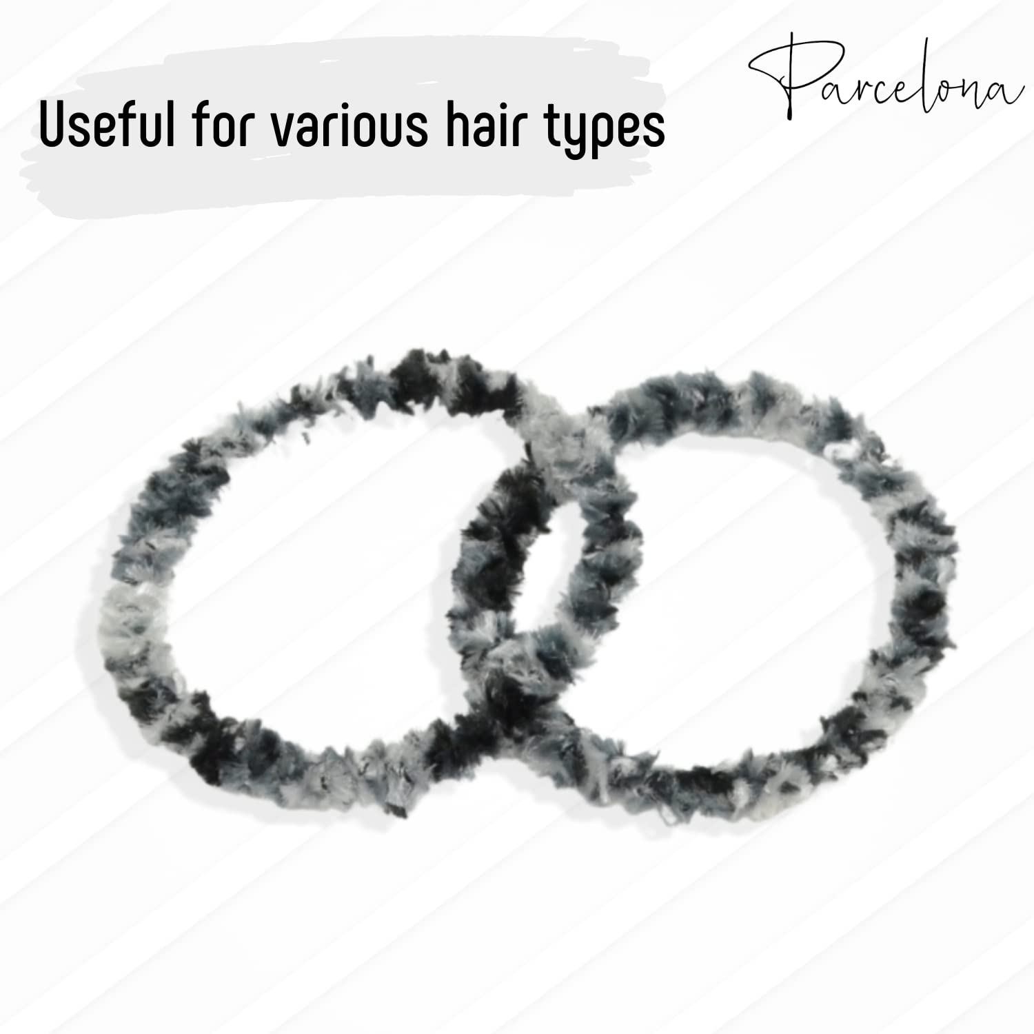 Parcelona Flexible Set of 4 Chenille Ponytail Holder Elastic Hair Ties